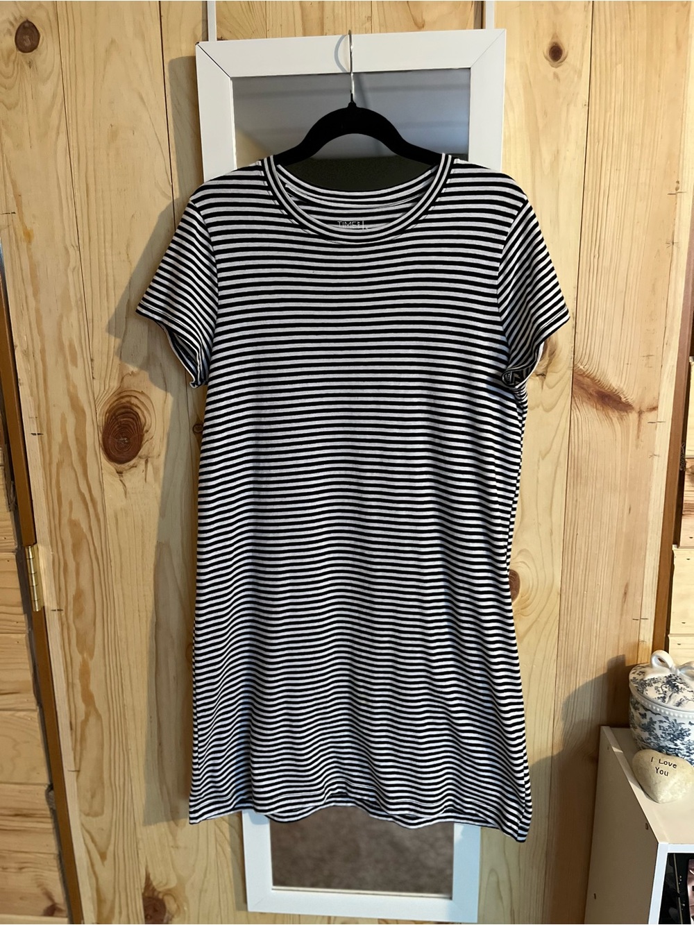 ☀️3/$15☀️ Time N Tru Black White T-Shirt Dress 100% Cotton